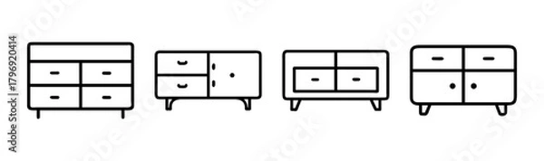 Fototapeta Minimalist vector illustration of a sleek modern sideboard or cabinet for interior design concepts