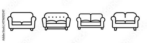 Fototapeta Modern sofa illustration vector scalable graphic design furniture icon