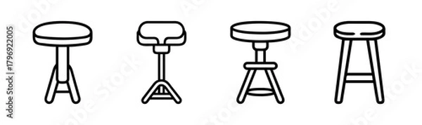 Fototapeta Simple stool vector illustration scalable icon for furniture design and decor projects