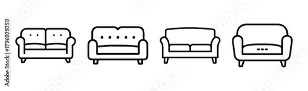 Fototapeta Vector illustration of a modern loveseat comfortable seating furniture icon scalable graphic design