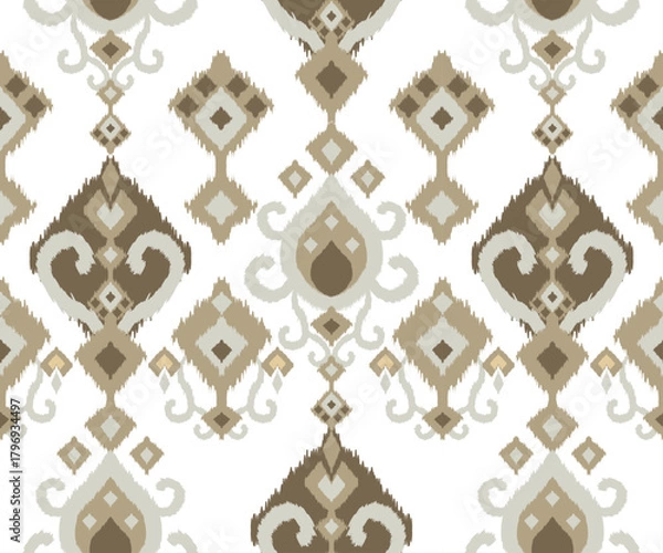 Obraz Abstract Ikat Seamless antique vector pattern with a set of old vintage keys and rusty metal door ornament design texture