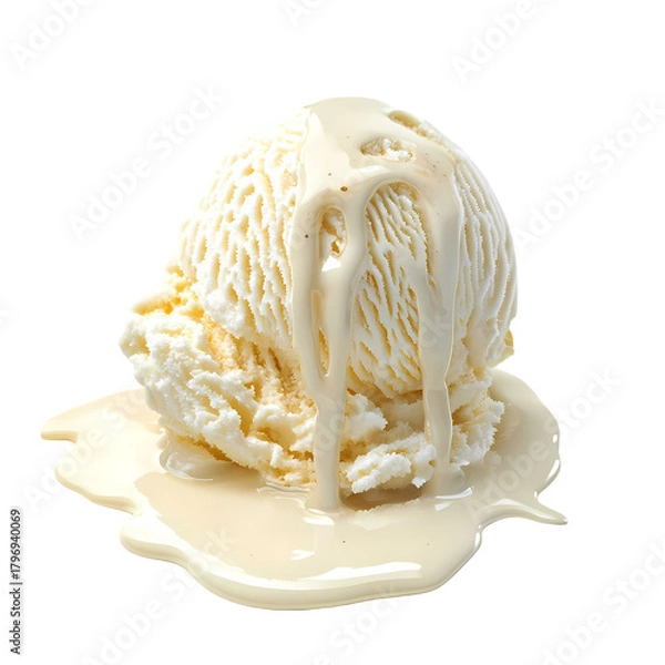 Fototapeta Creamy Vanilla Ice Cream Scoop isolated on transparent background