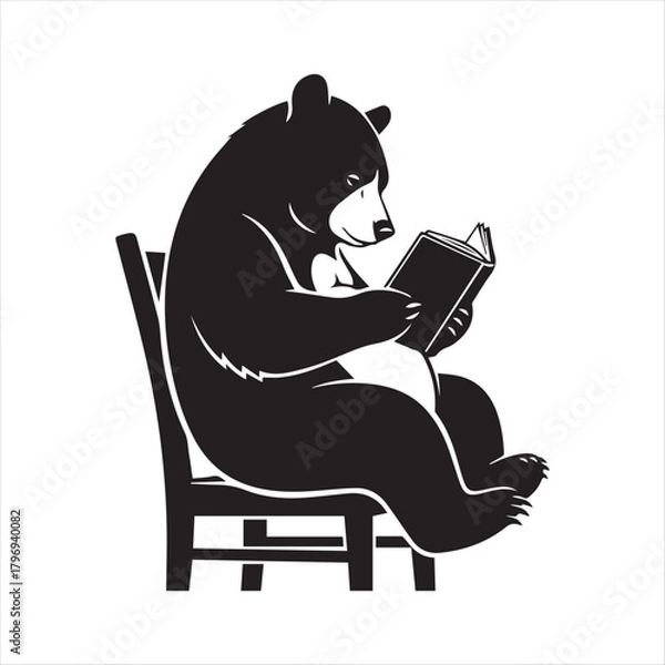 Obraz Bear Reading a Book in a Chair
