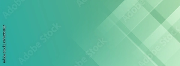 Obraz Elegant green gradient abstract background with transparent geometric shapes and lines for a corporate banner