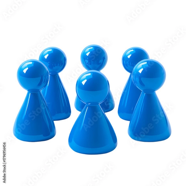 Fototapeta Shiny blue game pieces isolated on transparent background