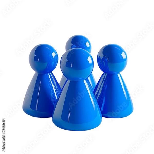 Fototapeta Shiny blue game pieces isolated on transparent background
