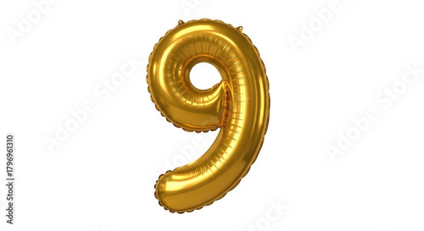 Fototapeta Glimmering golden nine balloon floats serenely