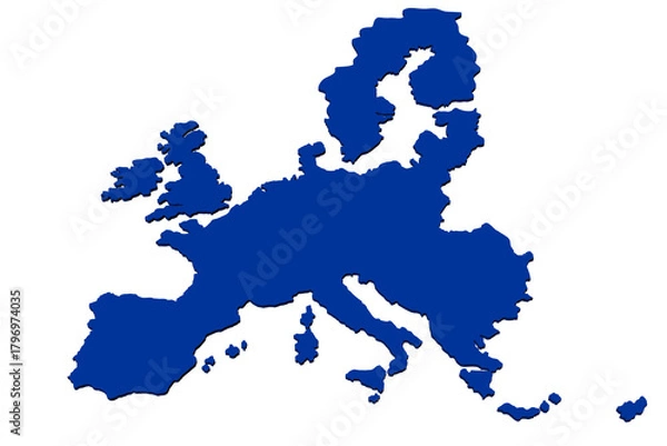 Fototapeta Png; Trasparente. Mappa dell'Europa. L'Europa isolata, su sfondo trasparente. Unione europea con l'aggiunta della Gran Bretagna.