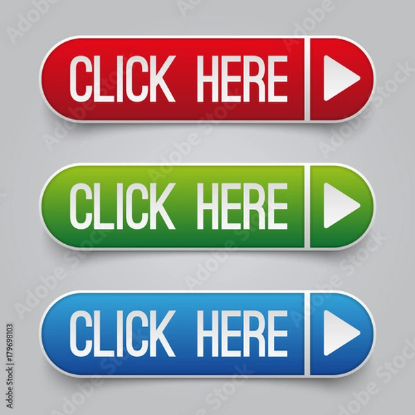 Fototapeta Colorful click here web vector buttons set