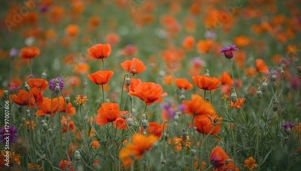 Fototapeta Vibrant spring flowers in bloom, highlighting seasonal change