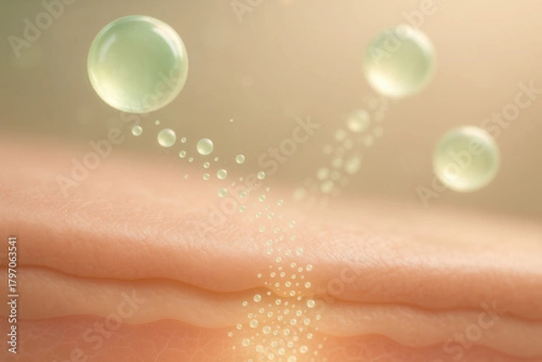 Fototapeta Revitalizing skin action with centella ampoule in a serene spa environment for glowing beauty