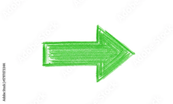 Fototapeta Arrow sign drawn with green marker on transparent background