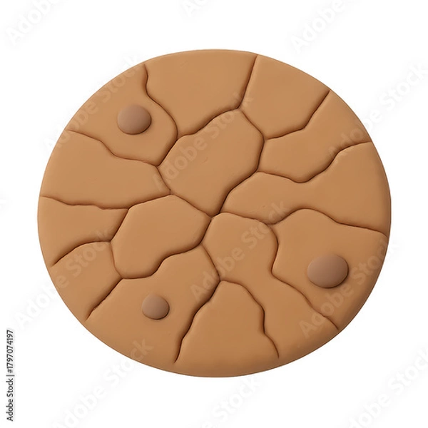 Obraz Round Brown Cookie with Textured Surface and Chocolate Drops