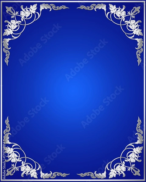 Fototapeta Silver vintage with flowers elements. 