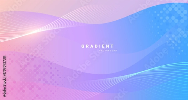 Obraz Soft pastel gradient abstract background with flowing wave lines and dotted patterns.