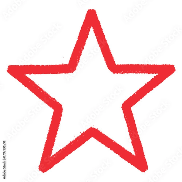 Fototapeta Red star drawn with marker on transparent background