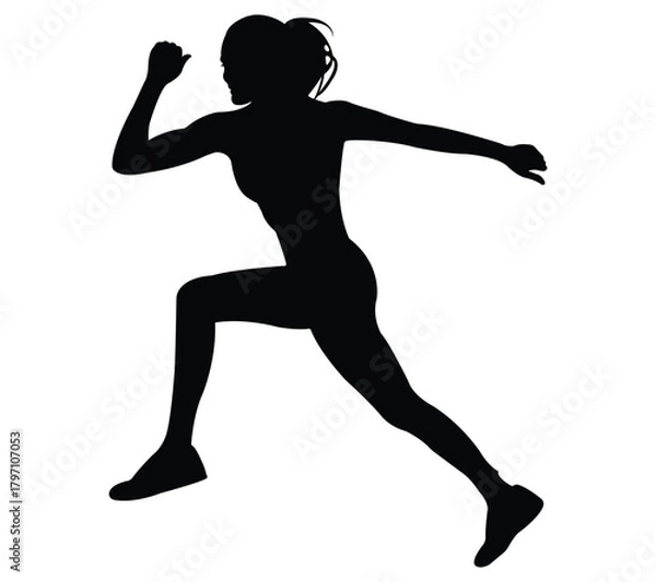Obraz Silhouette of a running athlete in motion