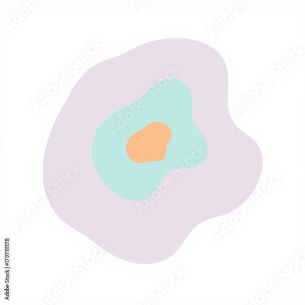 Fototapeta An abstract, layered composition of three concentric, organic shapes in soft pastel hues—lavender, mint green, and peach—creating a gentle, modern, and calming visual effect on a white background.