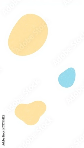Fototapeta A simple, abstract composition of three soft, organic shapes—two in pale yellow and one in light blue—floating against a clean white background, evoking a sense of calm and minimalism.