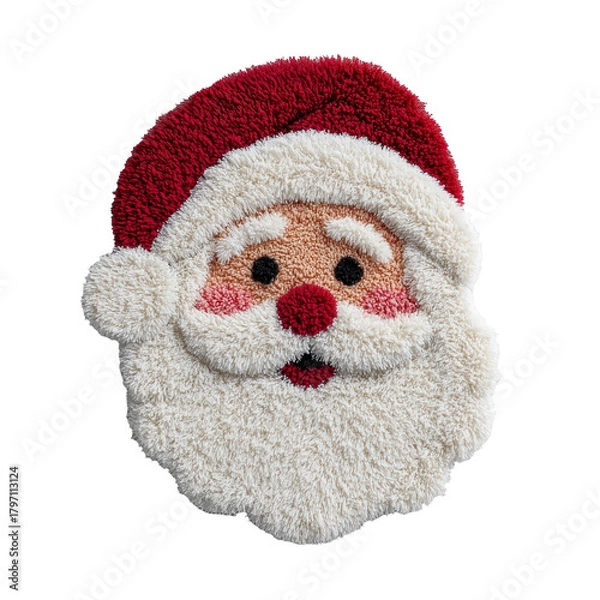 Obraz Santa's Joyful Presence: An intricately crafted Santa Claus decor, exuding festive cheer with a rosy-cheeked visage and fluffy beard, perfect for evoking holiday nostalgia.