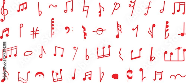 Fototapeta collection of various musical symbols. music notes vector illustration 