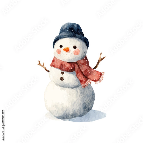 Fototapeta My beautiful hand-drawn Watercolor illustration, set of marshmallow snowman isolated on a white background, illustration, AI painting design, vector, eps format