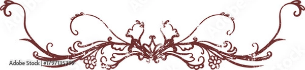 Obraz Vintage Maroon Floral Scroll Decorative Divider Grunge