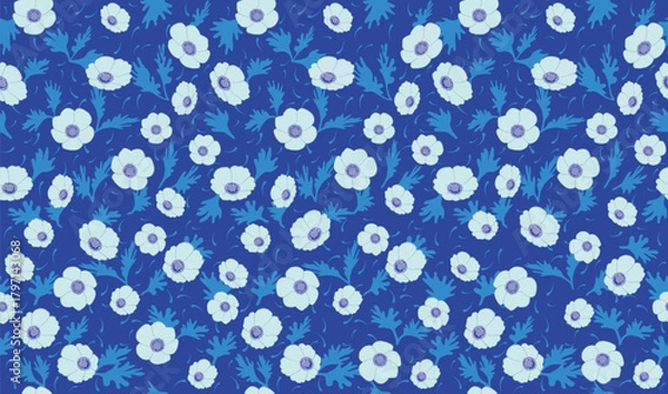 Fototapeta Horizontally And Vertically Repeatable Vector Seamless Floral Pattern Illustration.