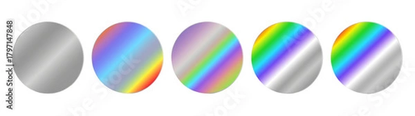 Fototapeta Set of Rainbow Foil Sticker Elements, Star Sticker, Transparent Background