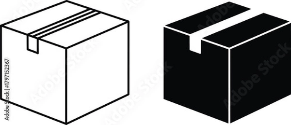 Obraz Simple outline box and solid black box give modern contrast element