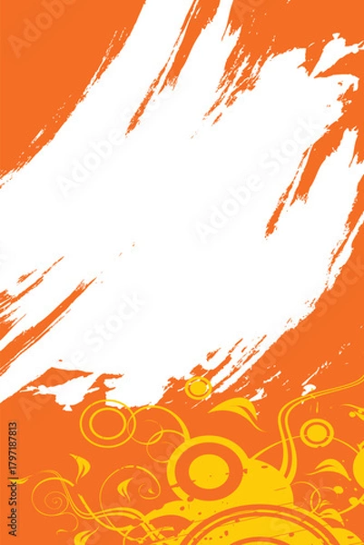 Obraz Dynamic Orange Grunge Background with Yellow Swirls and Textured Abstract Design