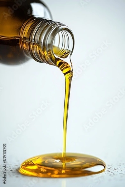 Fototapeta Smooth Pouring of Avocado Oil in Elegant Scheme