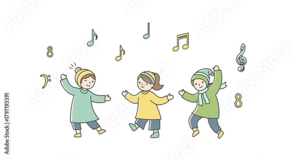 Fototapeta Joyful Musical Trio Dancing to the Rhythm of Delightful Melodies