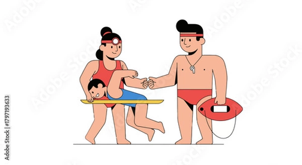 Fototapeta Lifeguards: Providing Professional Assistance and Saving Lives, Ready to Respond Quickly