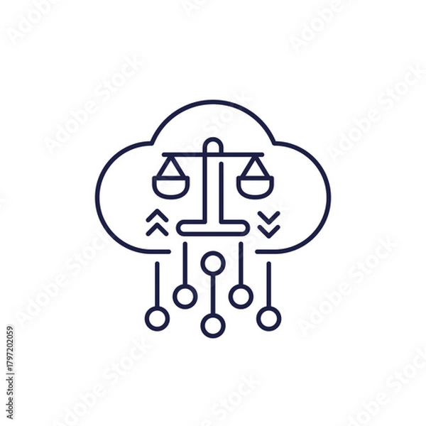 Obraz Load balancing line icon with cloud