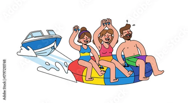 Obraz Thrilling Summer Fun: A Lively Animated Scene of Watersports and Joyful Moments