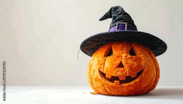 Obraz Halloween Pumpkin with Witch Hat.