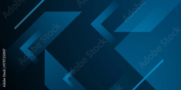 Obraz Abstract futuristic blue banner background. Overlap arrow concept pattern element design. Cool style background.