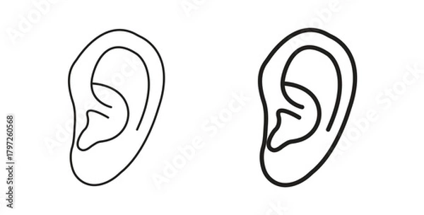 Obraz Ear icon with glyph and line. black vector icons for Web UI