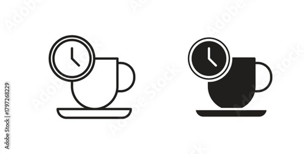 Fototapeta Coffee time icon concept set. Simple icon collection