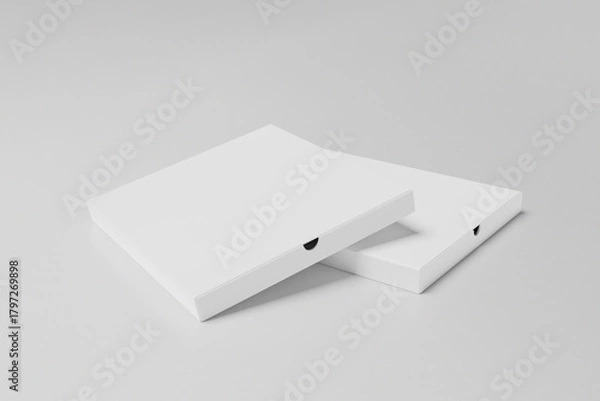 Obraz Pizza Box Packaging Mockup on grey Background. 3D rendering
