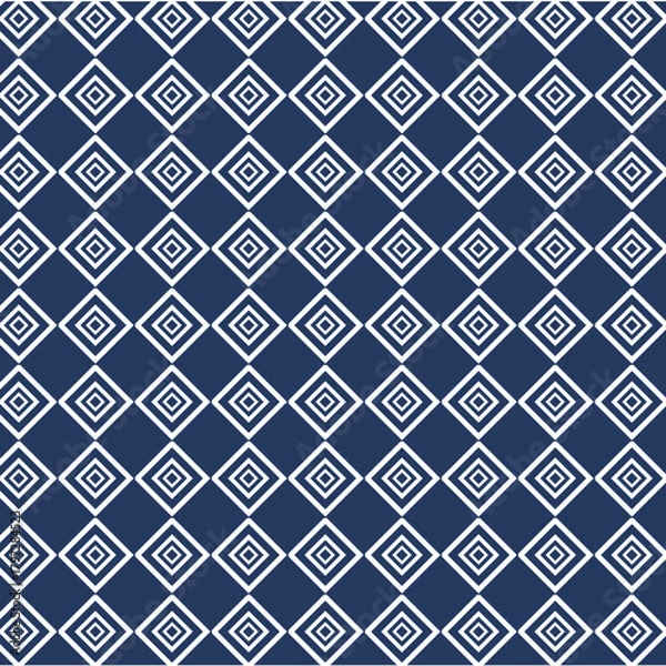 Fototapeta Modern & Minimalist Navy Blue and White Seamless Geometric Pattern Design Template.