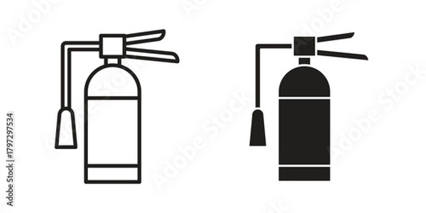 Obraz Fire extinguisher icon flat and thin stroke vector pack. Editable icons set