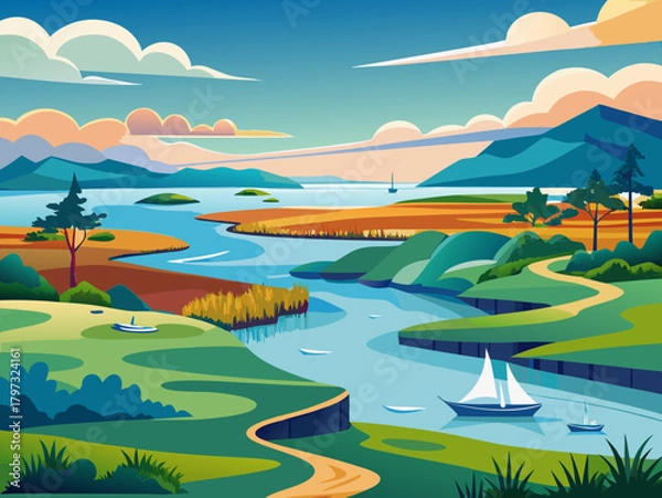 Obraz estuary vector illustration 