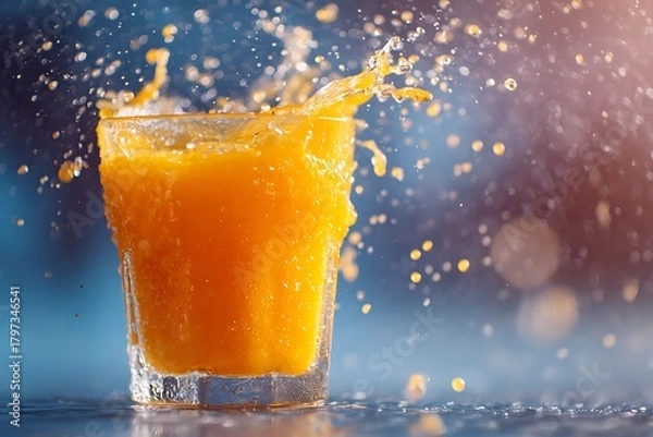 Obraz Refreshing Orange Juice Splash in Glass.