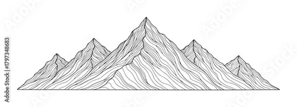 Fototapeta Mountain range outline vector drawing landscape peak nature background eps silhouette