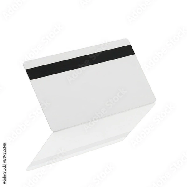 Obraz Blank white magnetic stripe card isolated on transparent background