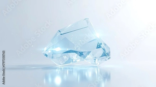 Fototapeta A flawless, brilliant-cut gemstone shimmering with light, symbolizing purity, wealth, and timeless luxury on a reflective surface