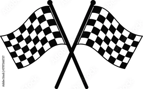 Fototapeta Checkered flag vector illustration for racing events and competitions eps silhouette