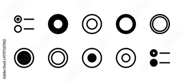 Fototapeta Radio Button Icon Set Line and Solid style for Single Selection